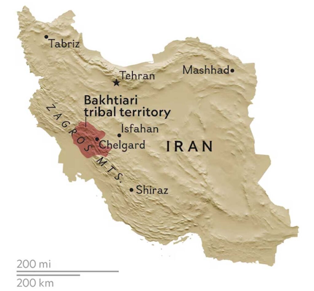 Bakhtiari Tribal Territory in Iran Map
